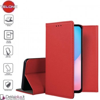 Telone smart magnet serijos atverčiamas dėklas - raudonas (telefonams Xiaomi Redmi Note 10/Note 10S/Poco M5S)